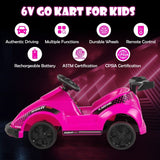 Kid's Pink 6V Battery Powered Go Kart with Remote Control and Safety Belt
