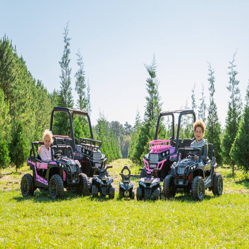 Kids' Pink Camouflage UTV Ride-On Truck with 12V Power and Single Seater Design