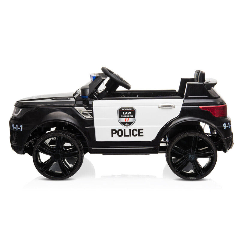 Kids Police Ride On Car with Remote Control and LED Lights - 12V Electric Vehicle