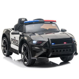 Kids Police SUV Ride-On Car with 2 Speeds, LED Lights, Music, and Parental Control - Black