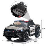 Kids Police SUV Ride-On Car with 2 Speeds, LED Lights, Music, and Parental Control - Black
