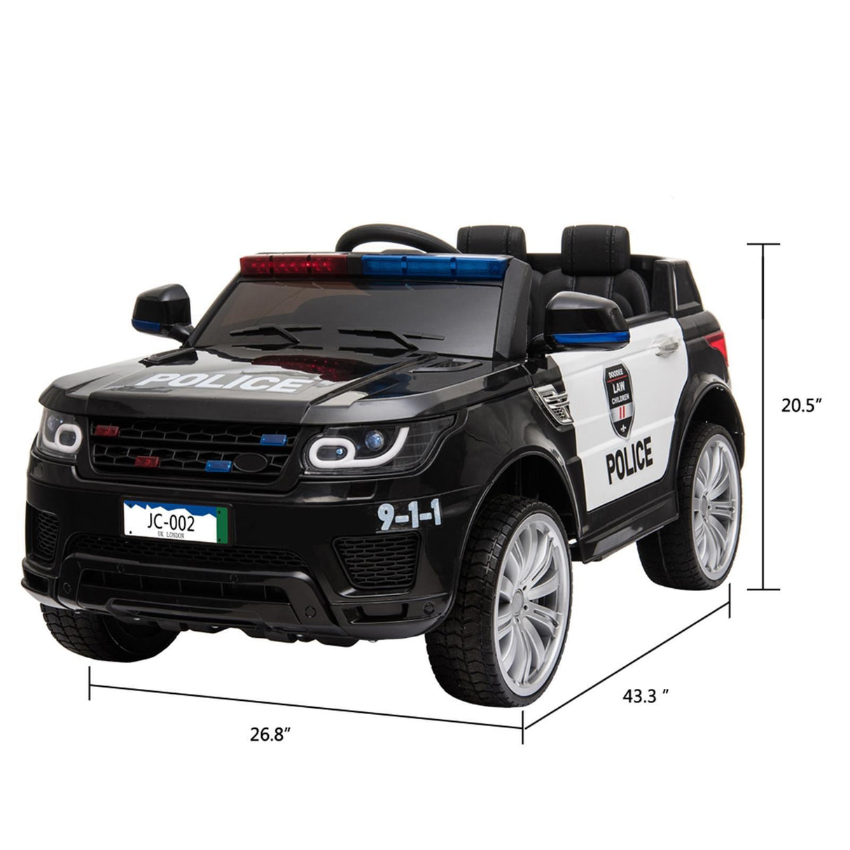 Kids Police SUV Ride-On Car with Lights, Music, Sirens, and Parental Control - 12V