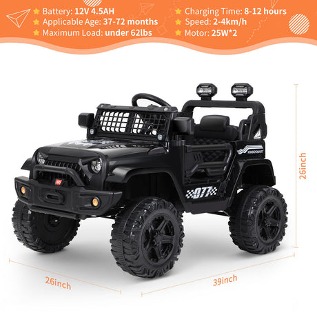 Kimbosmart 12V Electric Kids Ride On Truck Car with Remote Control and MP3 Bluetooth Integration