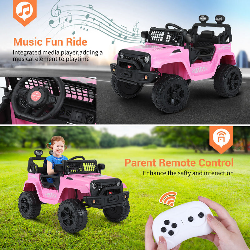 Kimbosmart 12V Kids Ride On Truck Car with Remote Control and 3 Speeds - Perfect Gift for Little Drivers