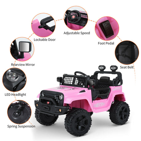 Kimbosmart 12V Kids Ride On Truck Car with Remote Control and 3 Speeds - Perfect Gift for Little Drivers