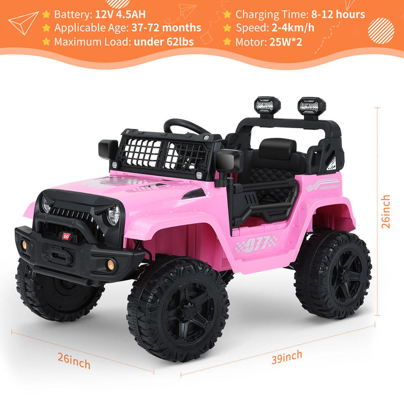 Kimbosmart 12V Kids Ride On Truck with Remote Control and Bluetooth Connectivity