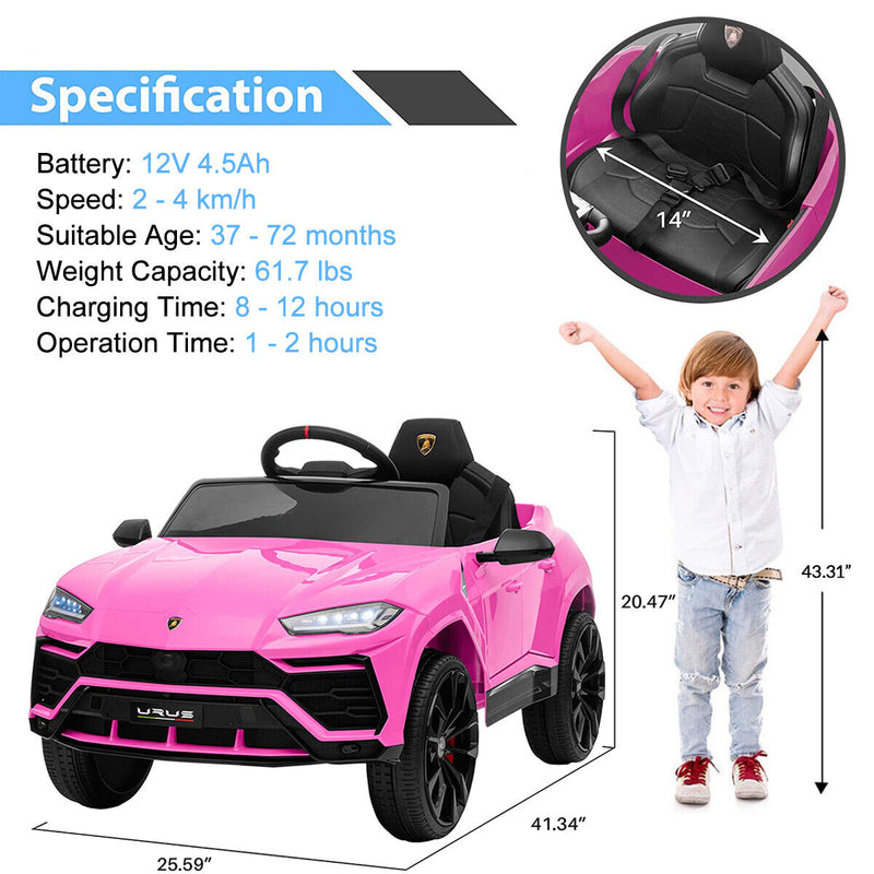 Kimbosmart 12V Lamborghini Licensed Electric Ride-On Car with Remote Control for Kids - Perfect Gift for Young Drivers