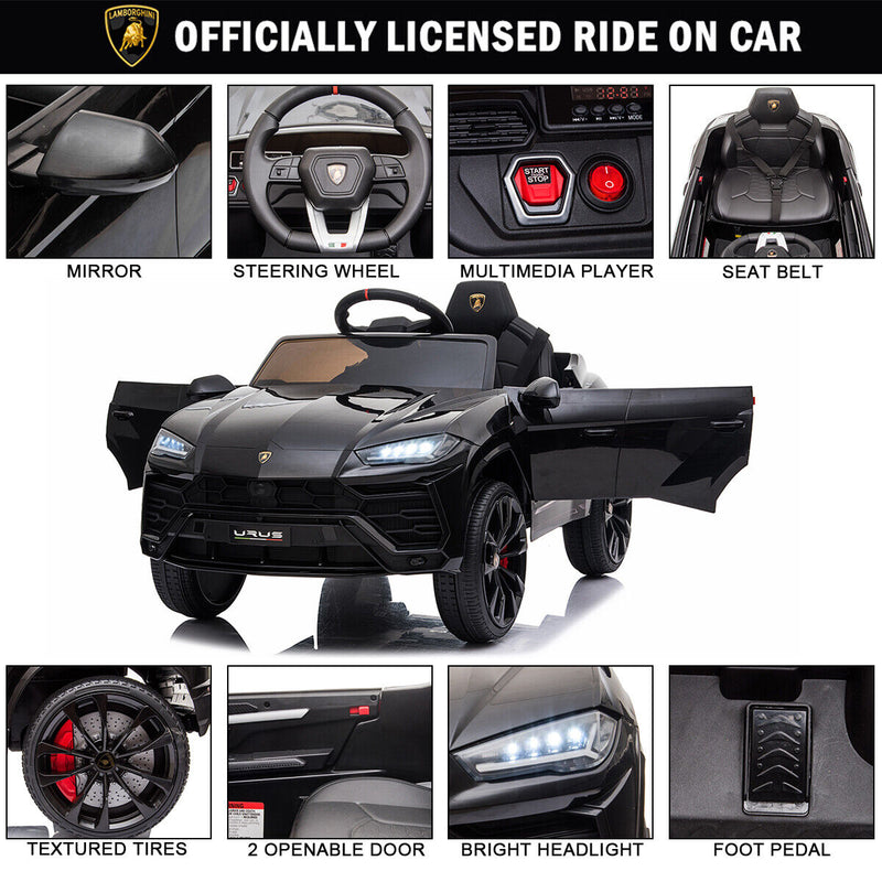 Kimbosmart 12V Licensed Lamborghini Ride On Car with 2 Speeds and Parental Control