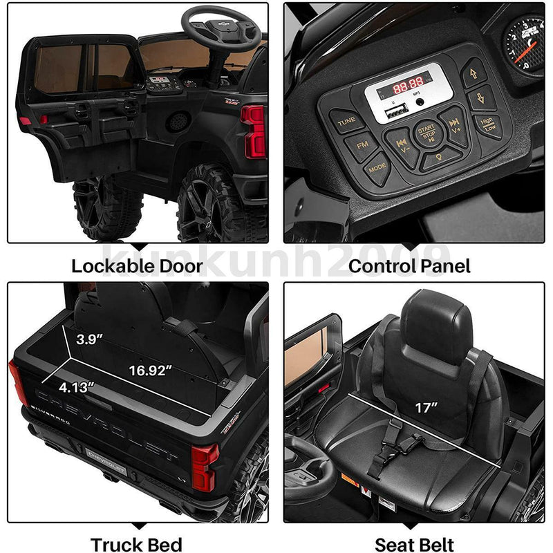 Kimbosmart Chevrolet Silverado 12V Ride On Car with Remote Control for Kids