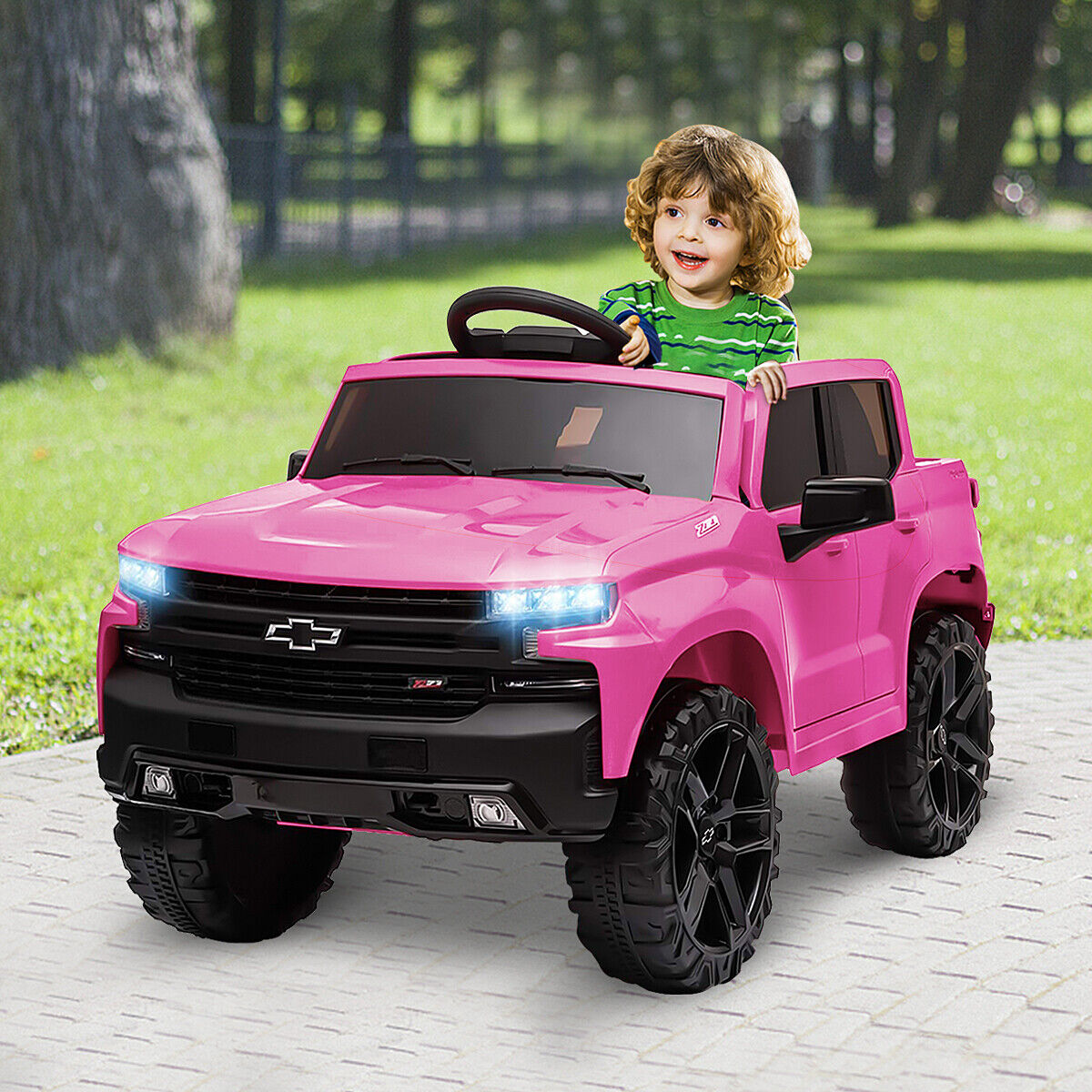 Kimbosmart Kids 12V Chevrolet Silverado Truck Ride-On with Remote Control