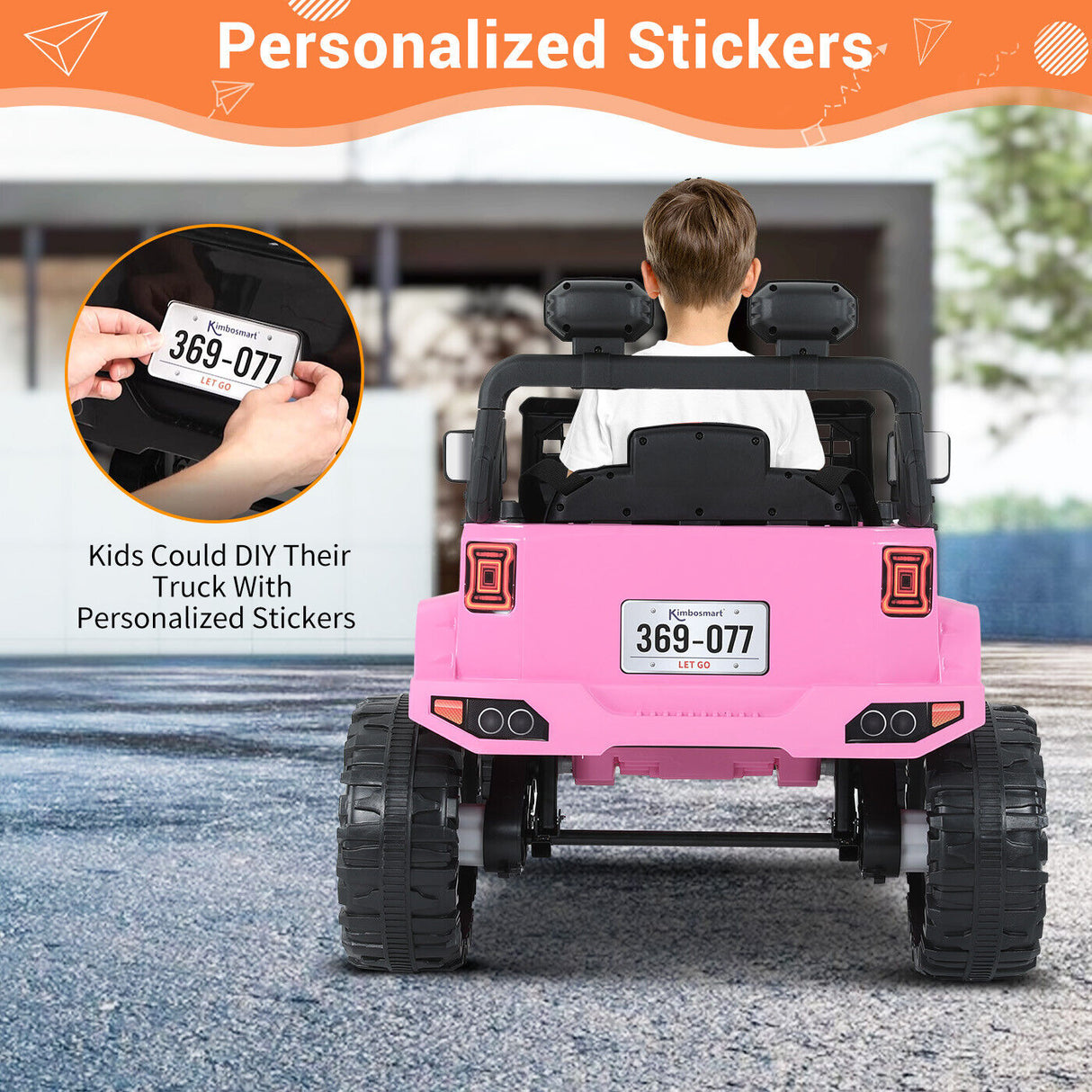 Kimbosmart Kids 12V Ride On Truck with Remote Control and 3 Speed Options