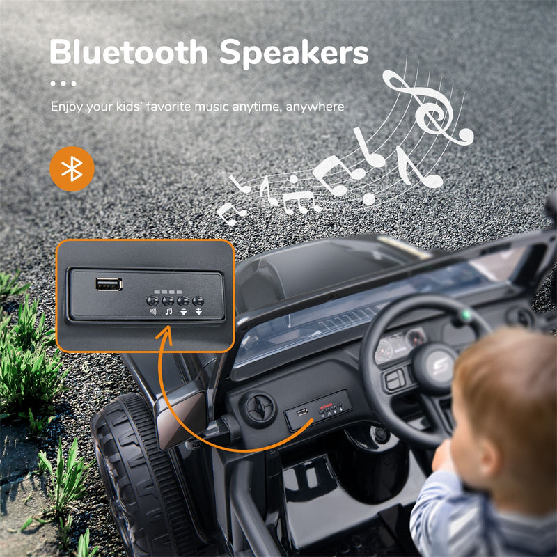 KLOKICK 12V Ride On Truck with MP3 Player and Remote Control for Parent-Child Bonding, Featuring LED Lights and 2-Seater Design