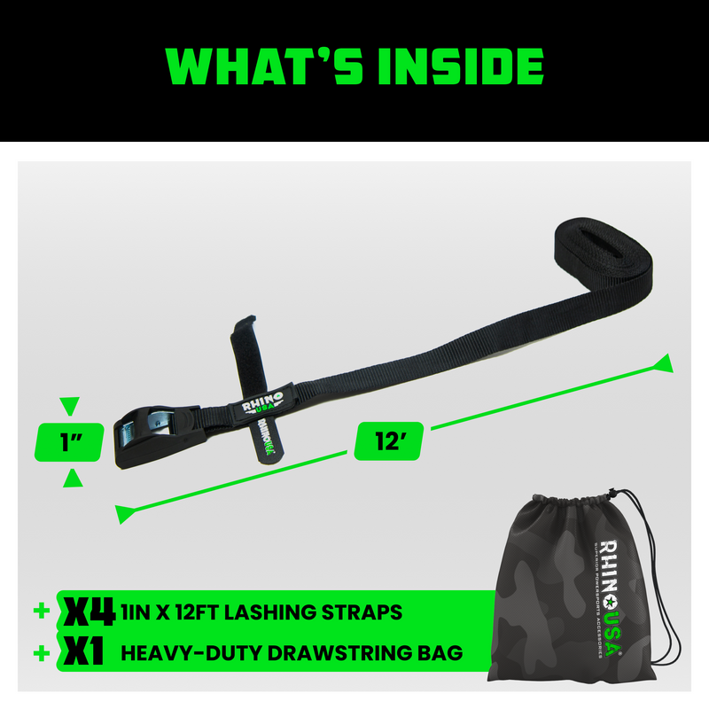 1" x 12' Lashing Tie-Down Straps