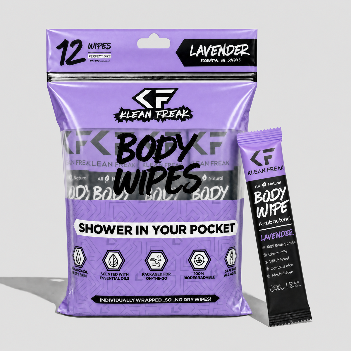 Body Wipes - 12 Pack Klean Freak