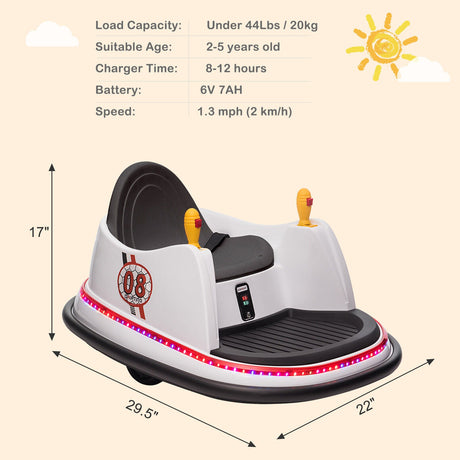 LEADZM 6V 7A.h Electric Bumper Car in White