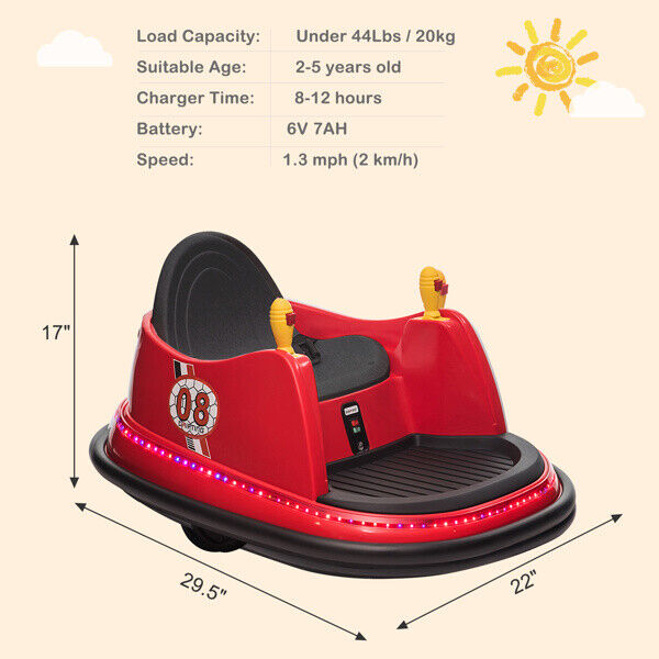 LEADZM 6V 7A.h Red Bumper Car - Exciting Fun for Kids!