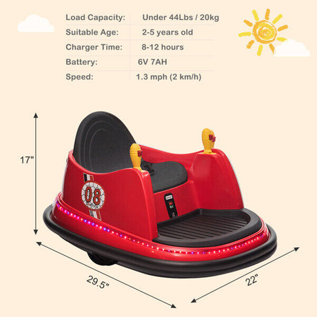LEADZM 6V 7A.h Red Bumper Car - Exciting Fun for Kids!