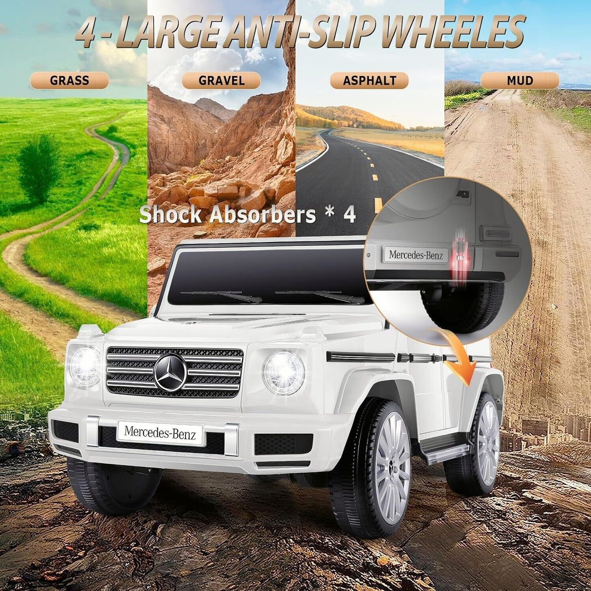 Mercedes-Benz G500 Licensed Electric Kids Ride-On Car with Remote Control and LED Lights - 12V
