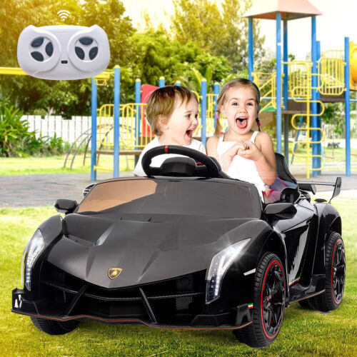 Licensed 12V Lamborghini 2-Seater Kids Ride On Car - Black Electric Toy Vehicle