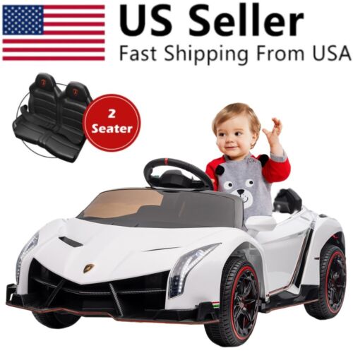 Licensed 12V Lamborghini 2-Seater Kids Ride On Car - White