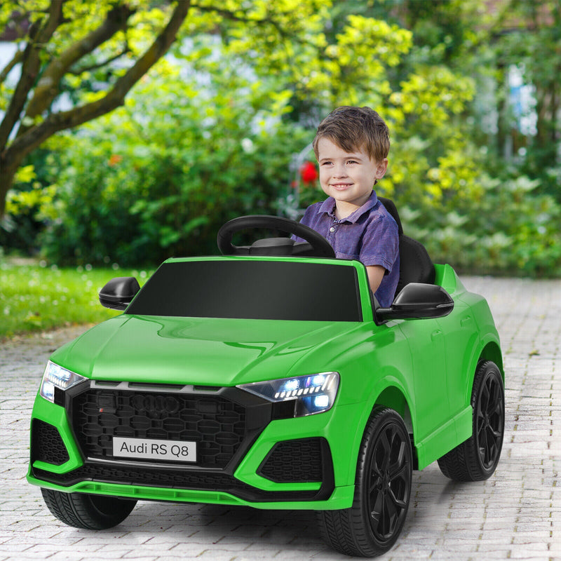Licensed Audi RS Q8 12V Ride-On Car for Kids with Remote Control, Lights, and Music in Green