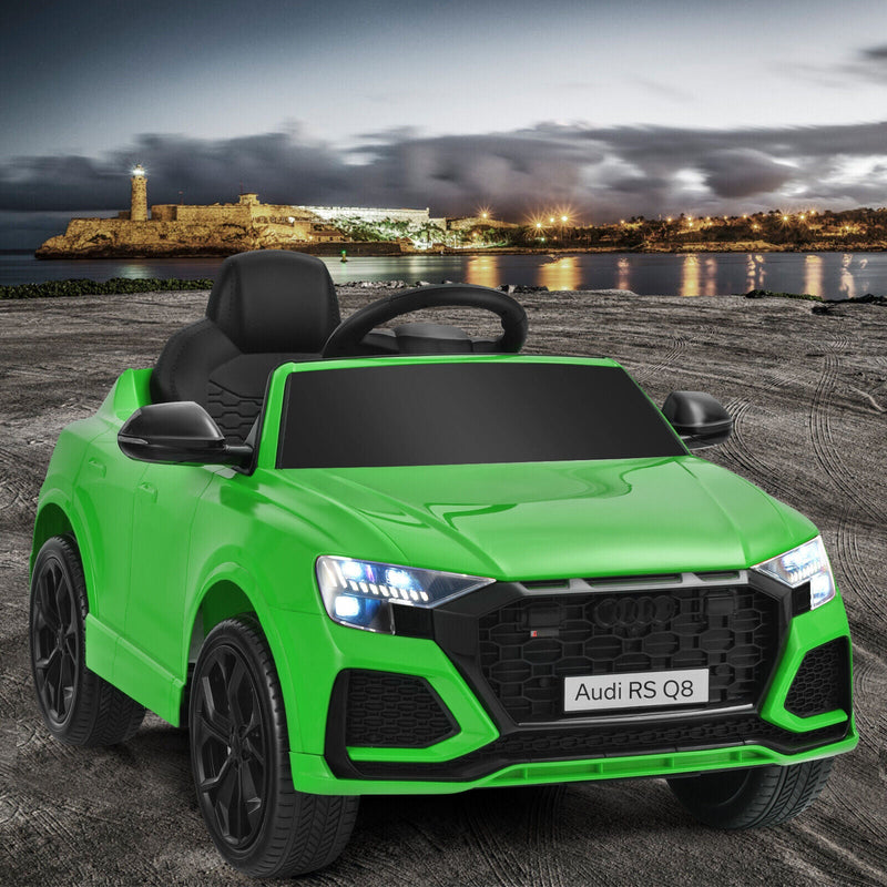 Licensed Audi RS Q8 12V Ride-On Car for Kids with Remote Control, Lights, and Music in Green