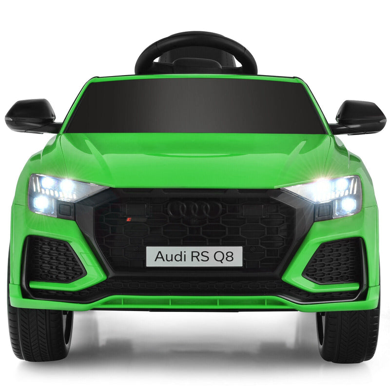 Licensed Audi RS Q8 12V Ride-On Car for Kids with Remote Control, Lights, and Music in Green