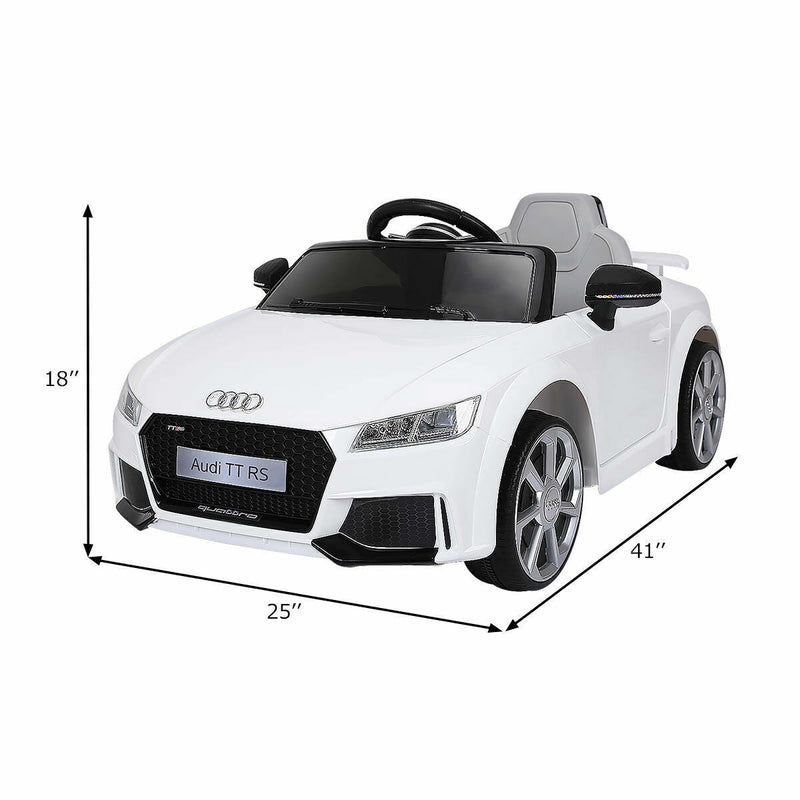 Licensed Audi TT RS Electric Ride-On Car for Kids with Remote Control and MP3 Player - White