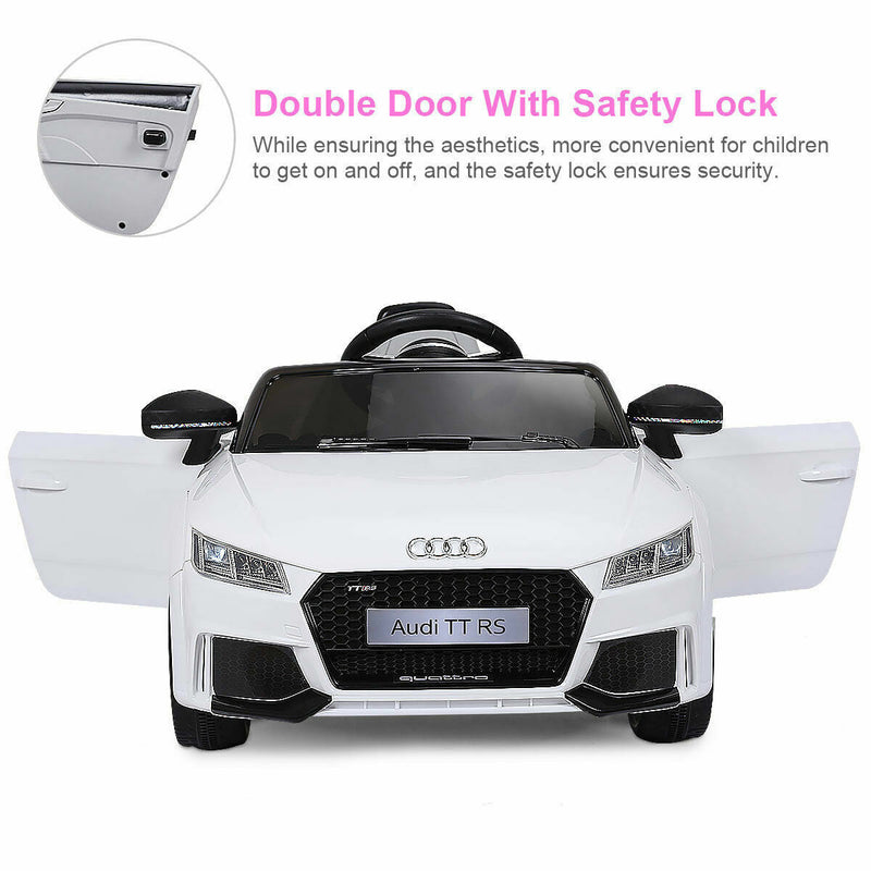 Licensed Audi TT RS Electric Ride-On Car for Kids with Remote Control and MP3 Player - White