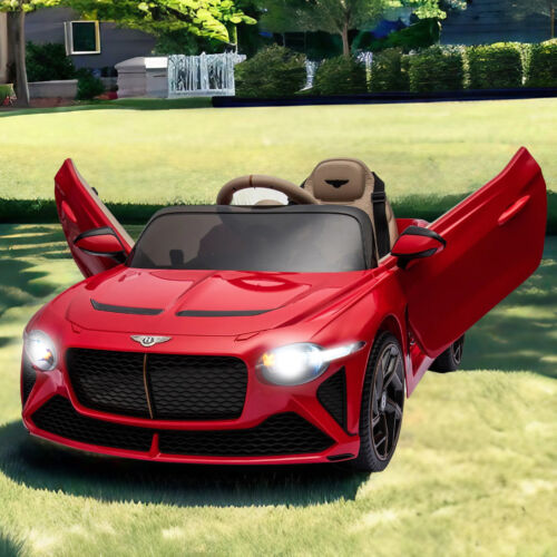 Licensed Bentley 2.4G Electric Ride-On Car for Kids - 3 Speeds, Remote Control, 12V Battery, Red