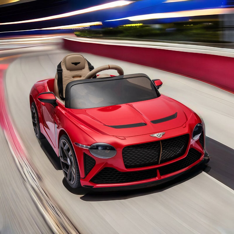 Licensed Bentley 2.4G Electric Ride-On Car for Kids - 3 Speeds, Remote Control, 12V Battery, Red
