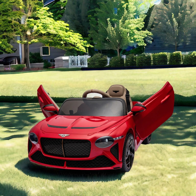 Licensed Bentley 2.4G Electric Ride-On Car for Kids - 3 Speeds, Remote Control, 12V Battery, Red