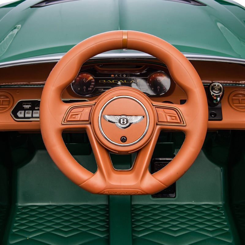 Licensed Bentley 2.4G Kids Ride On Car with Remote Control, 3 Speeds, and 12V Battery - Green
