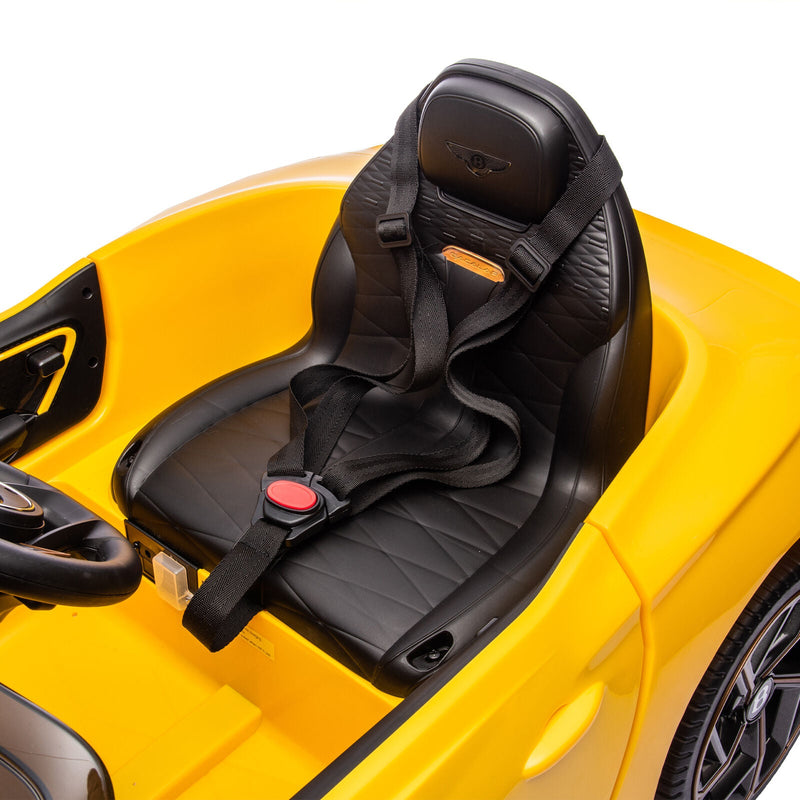 Licensed Bentley 2.4G Kids Ride On Car with Remote Control, 3 Speeds, and 12V Battery in Yellow
