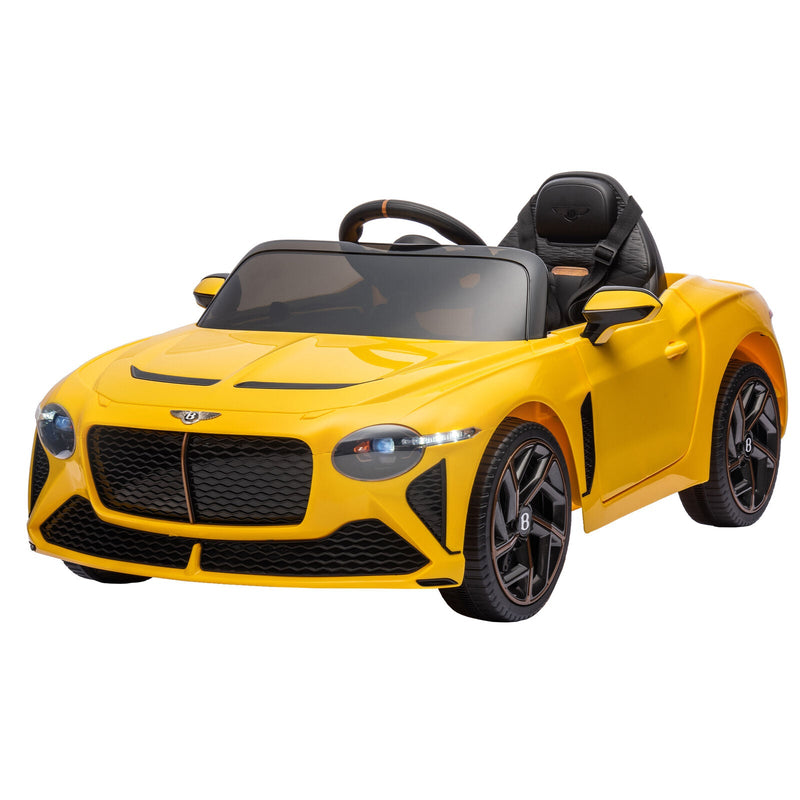 Licensed Bentley 2.4G Kids Ride On Car with Remote Control, 3 Speeds, and 12V Battery in Yellow
