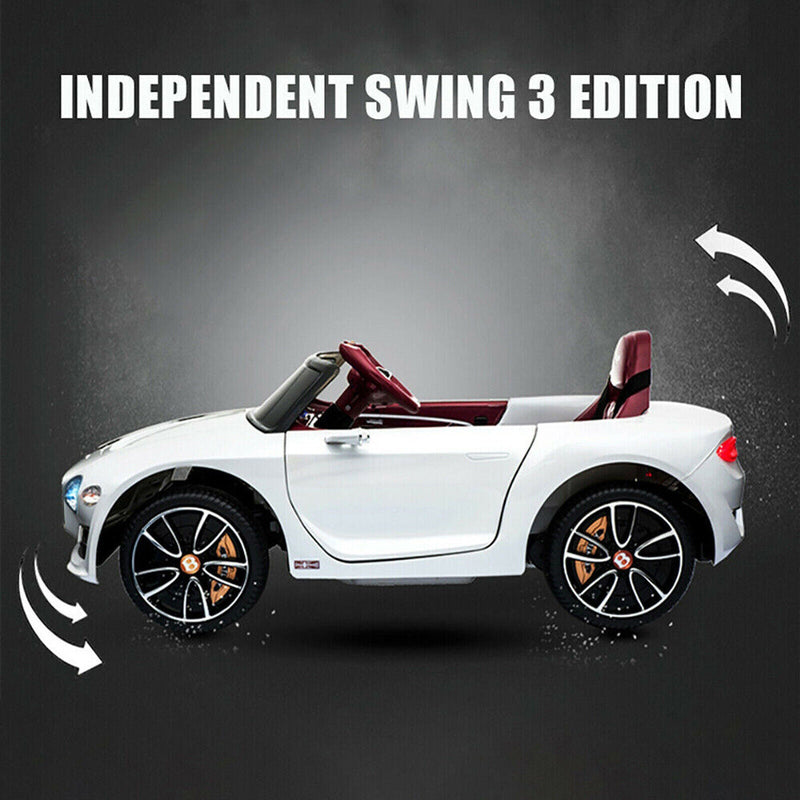 12V Electric Ride-On Car for Kids with Remote Control, LED Lights, and MP3 Player - Bentley Style in White