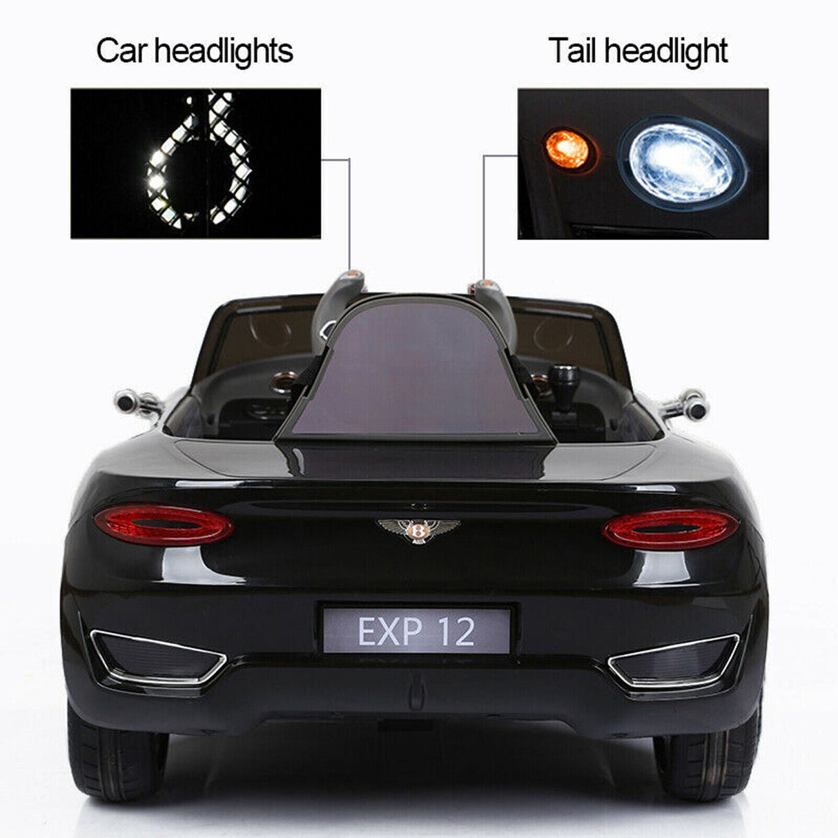 12V Electric Kids Ride On Car with LED Lights - Bentley EXP12 Inspired Design