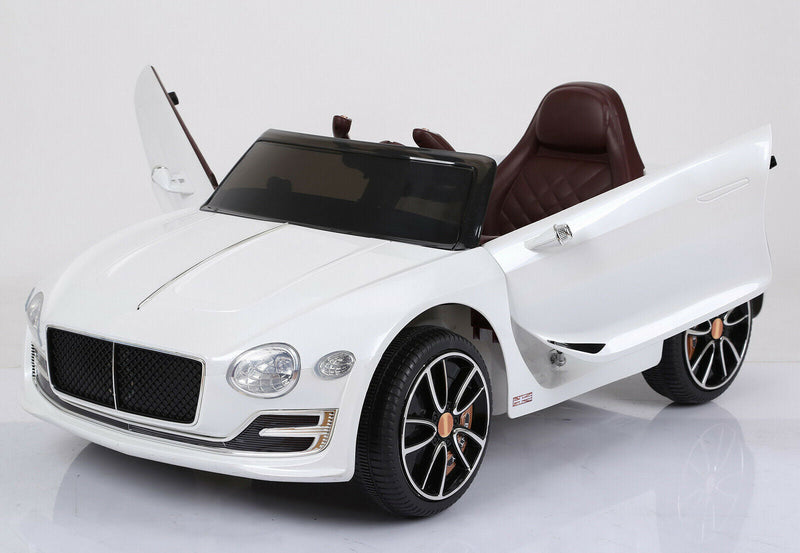 White Bentley Style Kids Electric Ride On Car with Remote Control - Perfect Gift for Little Drivers