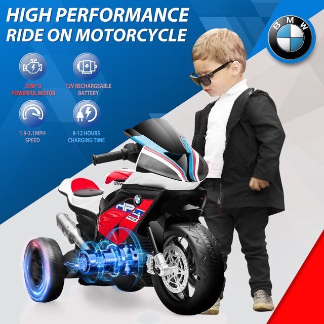 Licensed BMW 12V Battery Powered Electric Ride-On Motorcycle for Kids