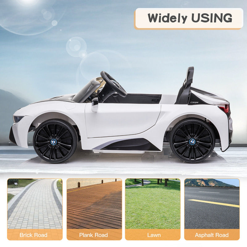 Licensed BMW I8 Coupe 12V Battery Powered Ride On Car for Kids with Remote Control and MP3 Compatibility