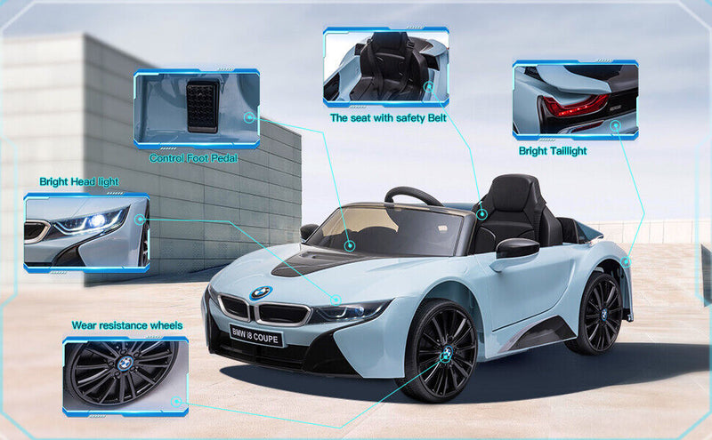 Licensed BMW i8 Electric Ride-On Car for Kids with Remote Control and LED Lights - 12V