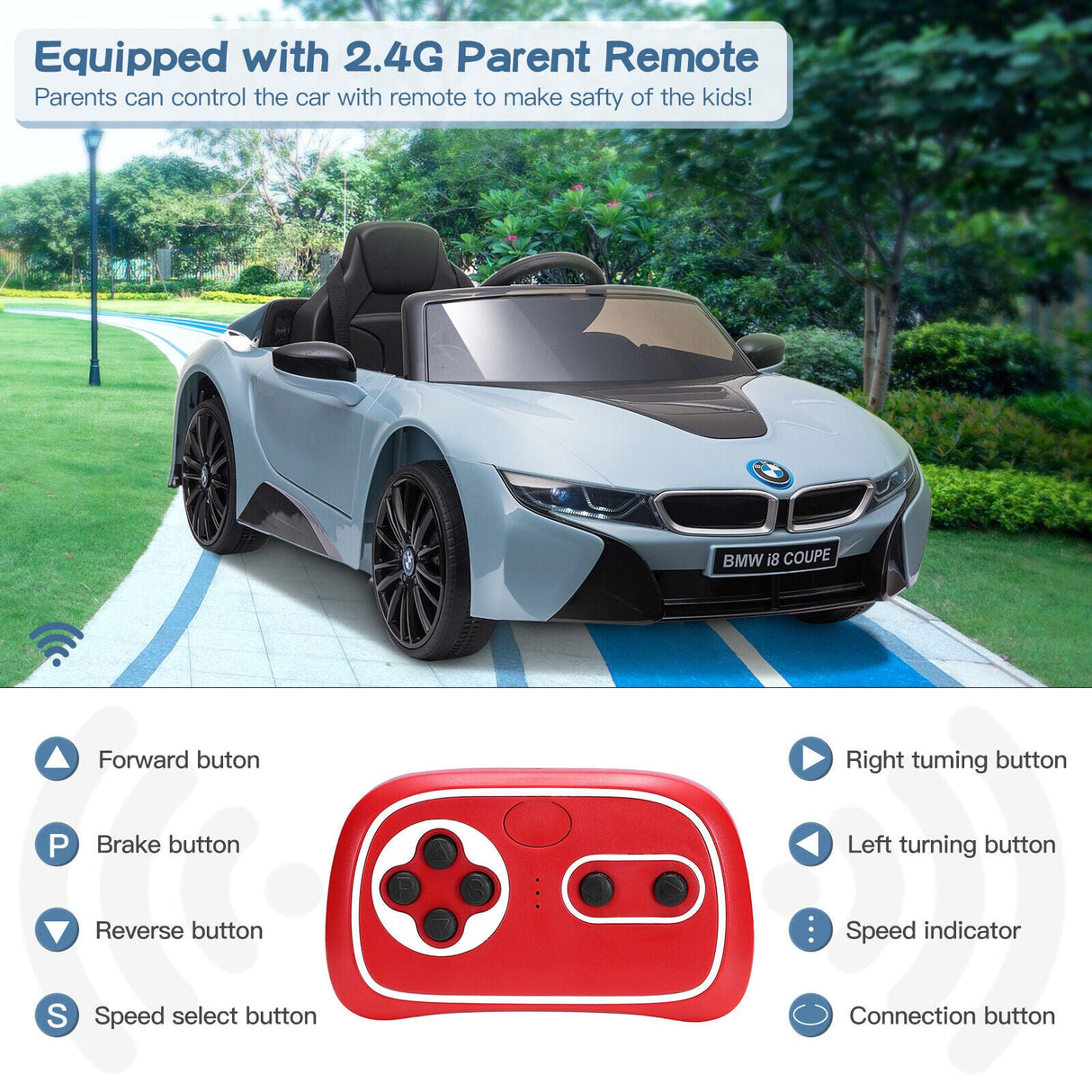 Licensed BMW I8 Electric Ride-On Car for Kids with Remote Control - 12V Toy Vehicle