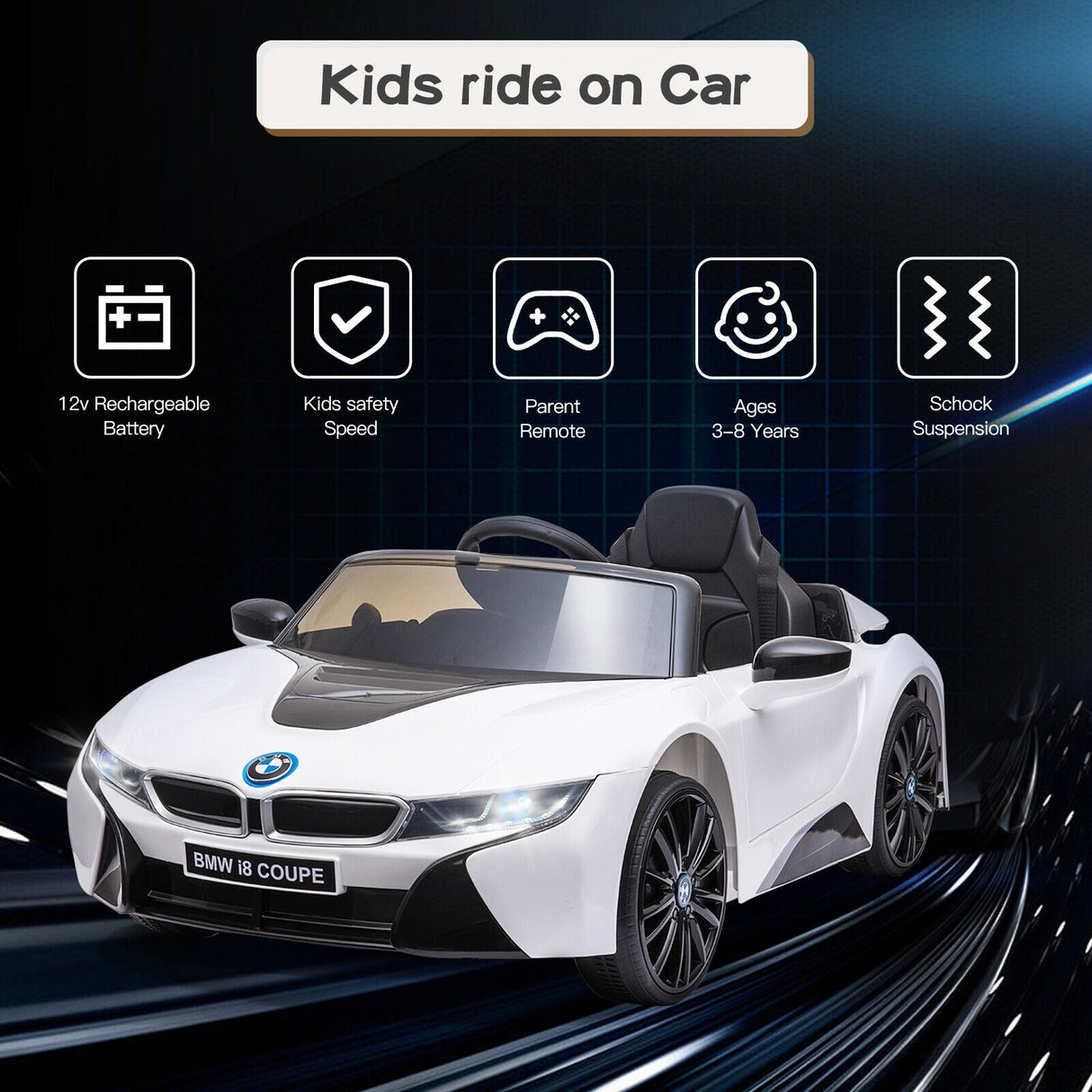 Licensed BMW I8 Electric Ride-On Car for Kids with Remote Control - Brand New!