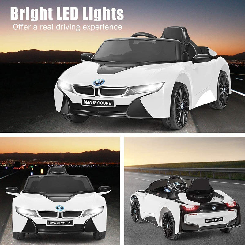 BMW I8 Electric Ride-On Car for Kids with Remote Control and MP3 Player - White