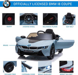 Licensed BMW i8 Style 12V Electric Ride-On Car for Kids with Remote Control, MP3 Player, and LED Lights
