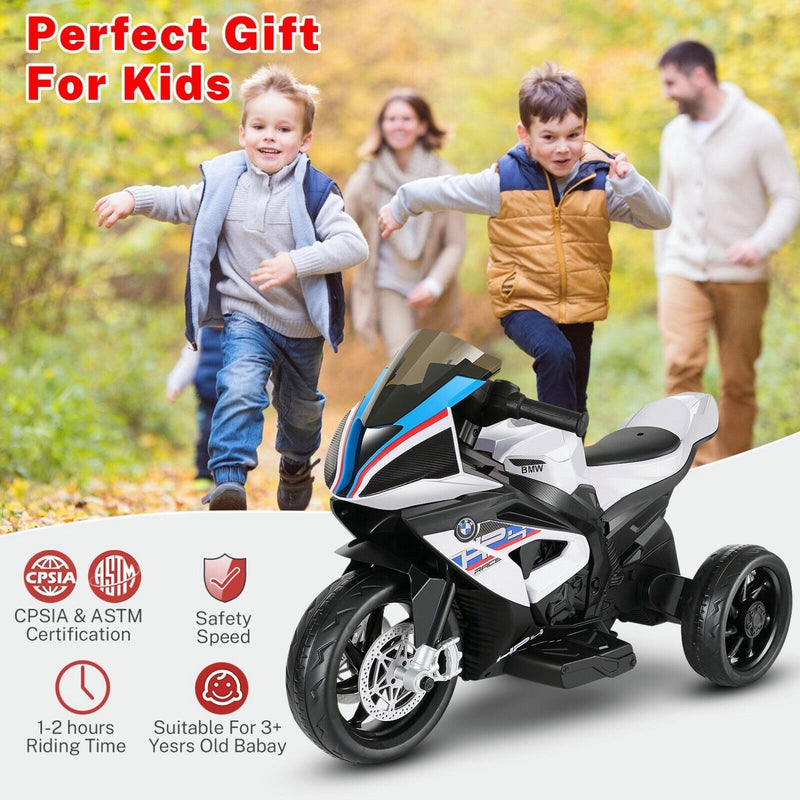 Licensed BMW 3-Wheel Ride-On Motorcycle for Kids with Music - 12V Battery Powered