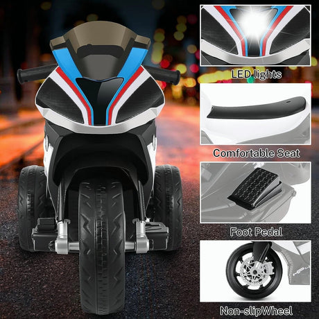 Licensed BMW 3-Wheel Ride-On Motorcycle for Kids with Music - 12V Battery Powered
