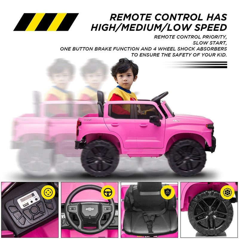 Licensed Chevrolet Silverado GMC 12V Ride-On Pink Car Truck for Kids