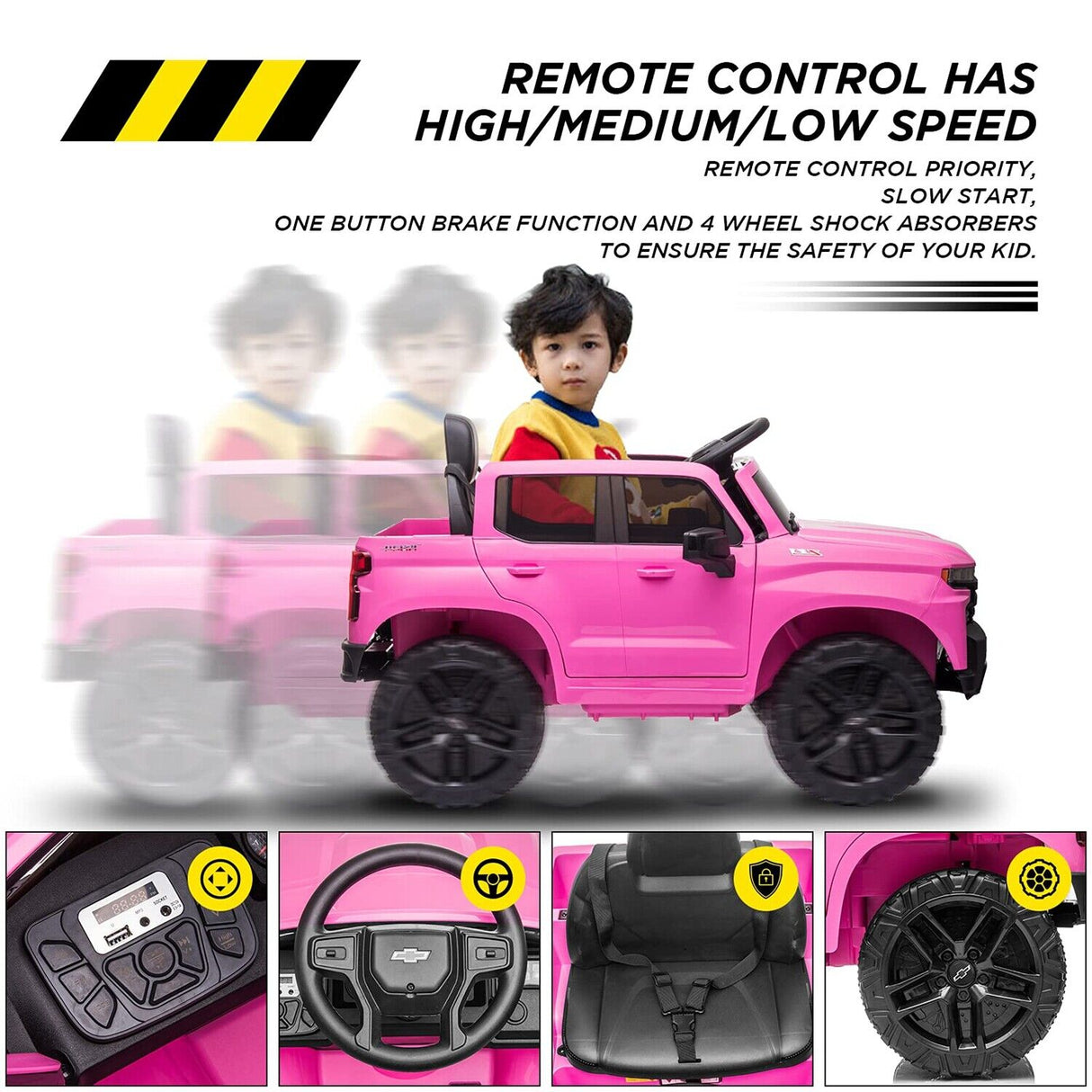 Rev Up the Fun with the 12V Licensed Chevrolet Silverado GMC Kid's Pink Car Truck
