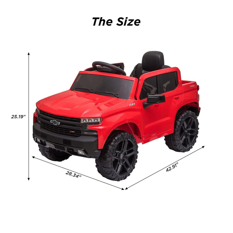 Licensed Chevrolet Silverado GMC Kids' 12V Battery-Powered Ride-On Truck in Red